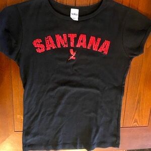 SANTANA BLACK SMALL T-SHIRT the band in red “Santana” by Bella woman’s top